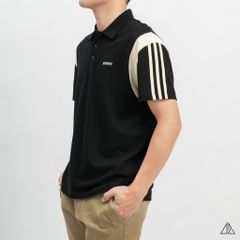 Áo polo Phối vai 3 sọc tay kem