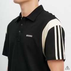 Áo polo Phối vai 3 sọc tay kem