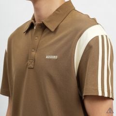 Áo polo Phối vai 3 sọc tay kem