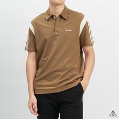 Áo polo Phối vai 3 sọc tay kem