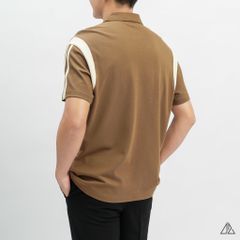 Áo polo Phối vai 3 sọc tay kem