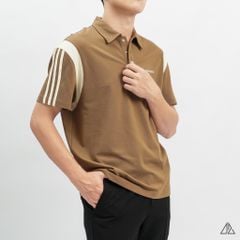 Áo polo Phối vai 3 sọc tay kem