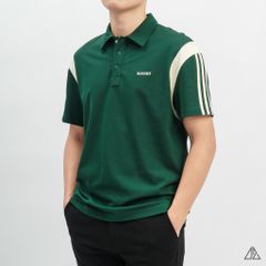 Áo polo Phối vai 3 sọc tay kem