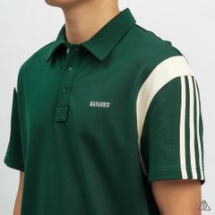Áo polo Phối vai 3 sọc tay kem