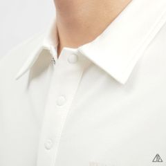 Áo polo Phối vai 3 sọc tay kem