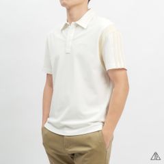 Áo polo Phối vai 3 sọc tay kem