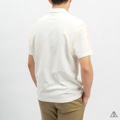Áo polo Phối vai 3 sọc tay kem