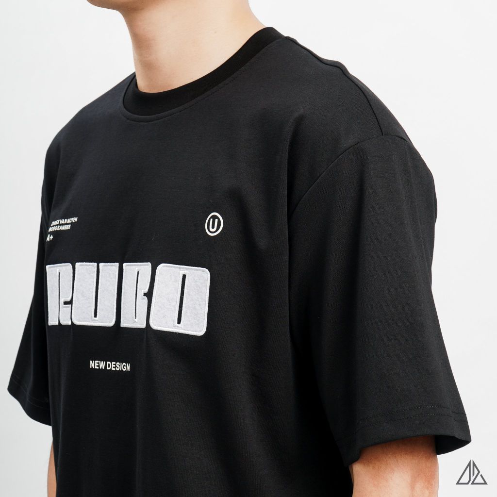 Áo thun cổ tròn thêu chữ RUBO