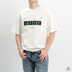 Áo thun cổ tròn thêu chữ RUBO