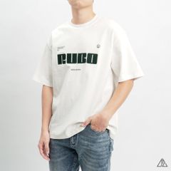 Áo thun cổ tròn thêu chữ RUBO