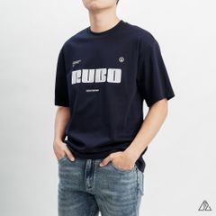 Áo thun cổ tròn thêu chữ RUBO