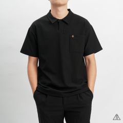 Áo polo fom rộng cổ V phối túi