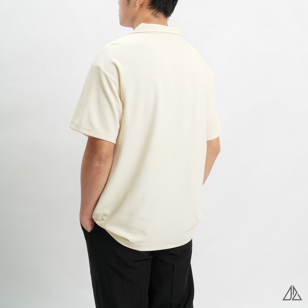 Áo polo fom rộng cổ V phối túi