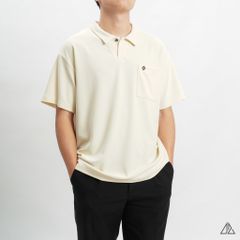 Áo polo fom rộng cổ V phối túi