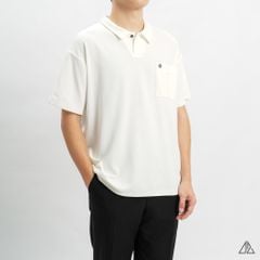 Áo polo fom rộng cổ V phối túi