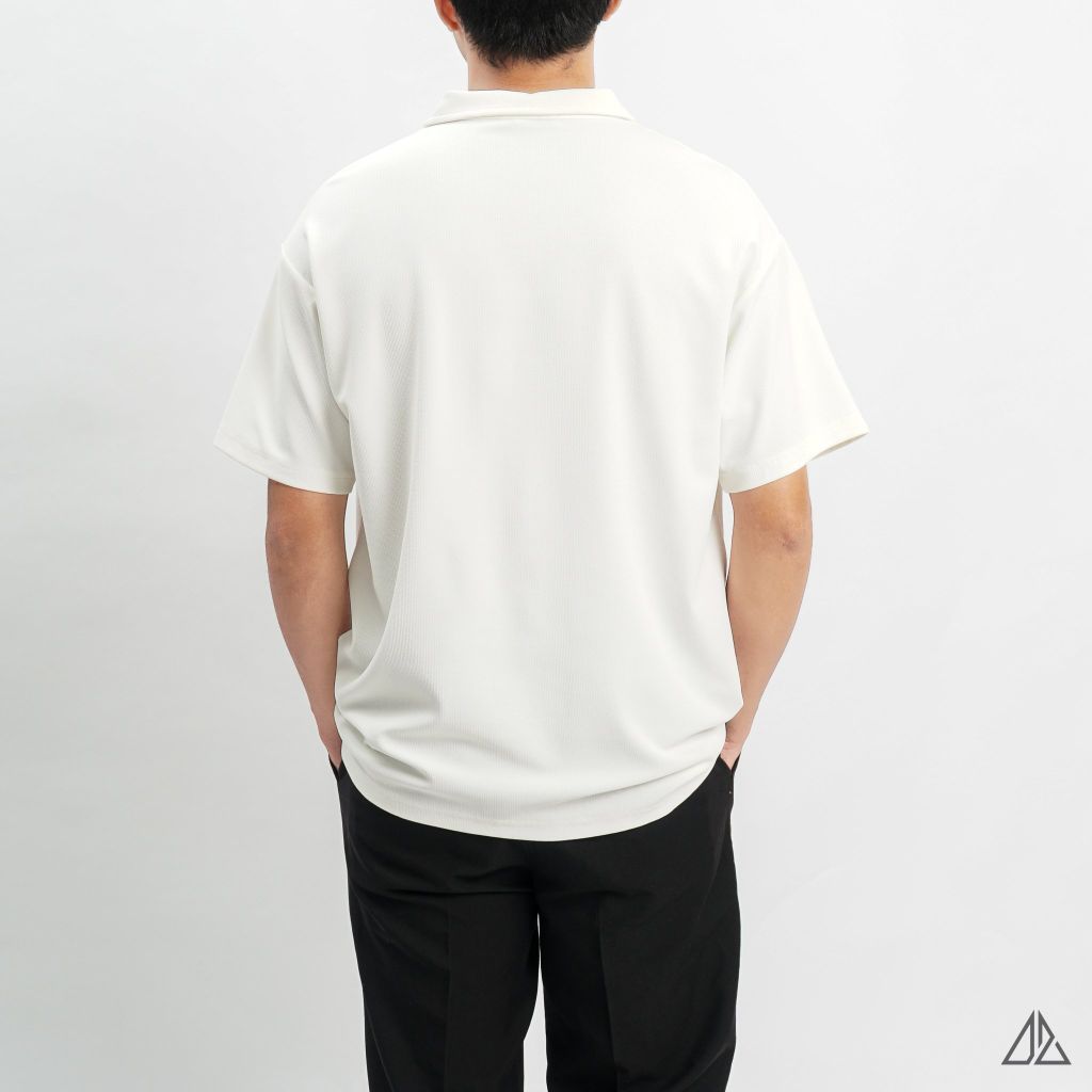 Áo polo fom rộng cổ V phối túi