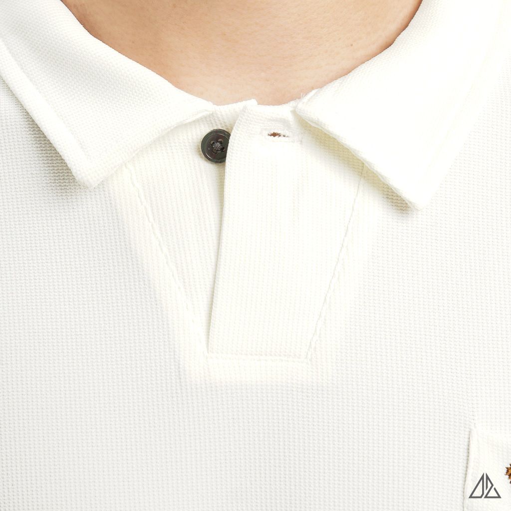 Áo polo fom rộng cổ V phối túi
