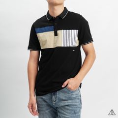 Polo đắp ngực kem túi sọc