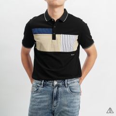 Polo đắp ngực kem túi sọc