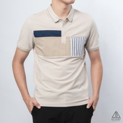 Polo đắp ngực kem túi sọc