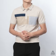 Polo đắp ngực kem túi sọc