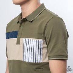 Polo đắp ngực kem túi sọc