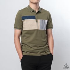 Polo đắp ngực kem túi sọc