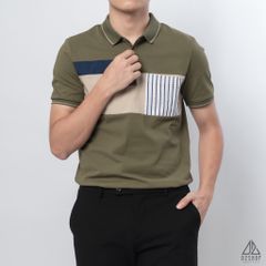 Polo đắp ngực kem túi sọc