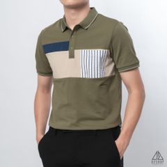 Polo đắp ngực kem túi sọc
