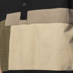 Polo phối ngực xanh rêu vải dù