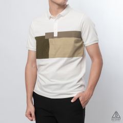 Polo phối ngực xanh rêu vải dù