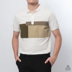 Polo phối ngực xanh rêu vải dù