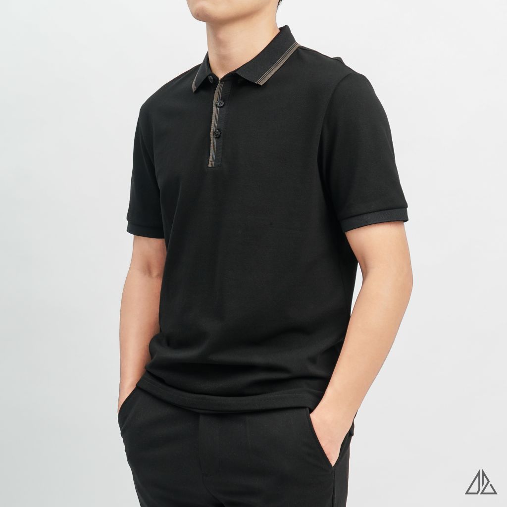 Áo polo bo phối viền cổ