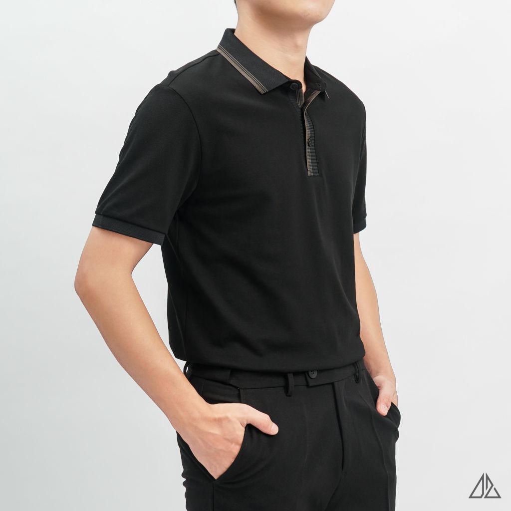 Áo polo bo phối viền cổ