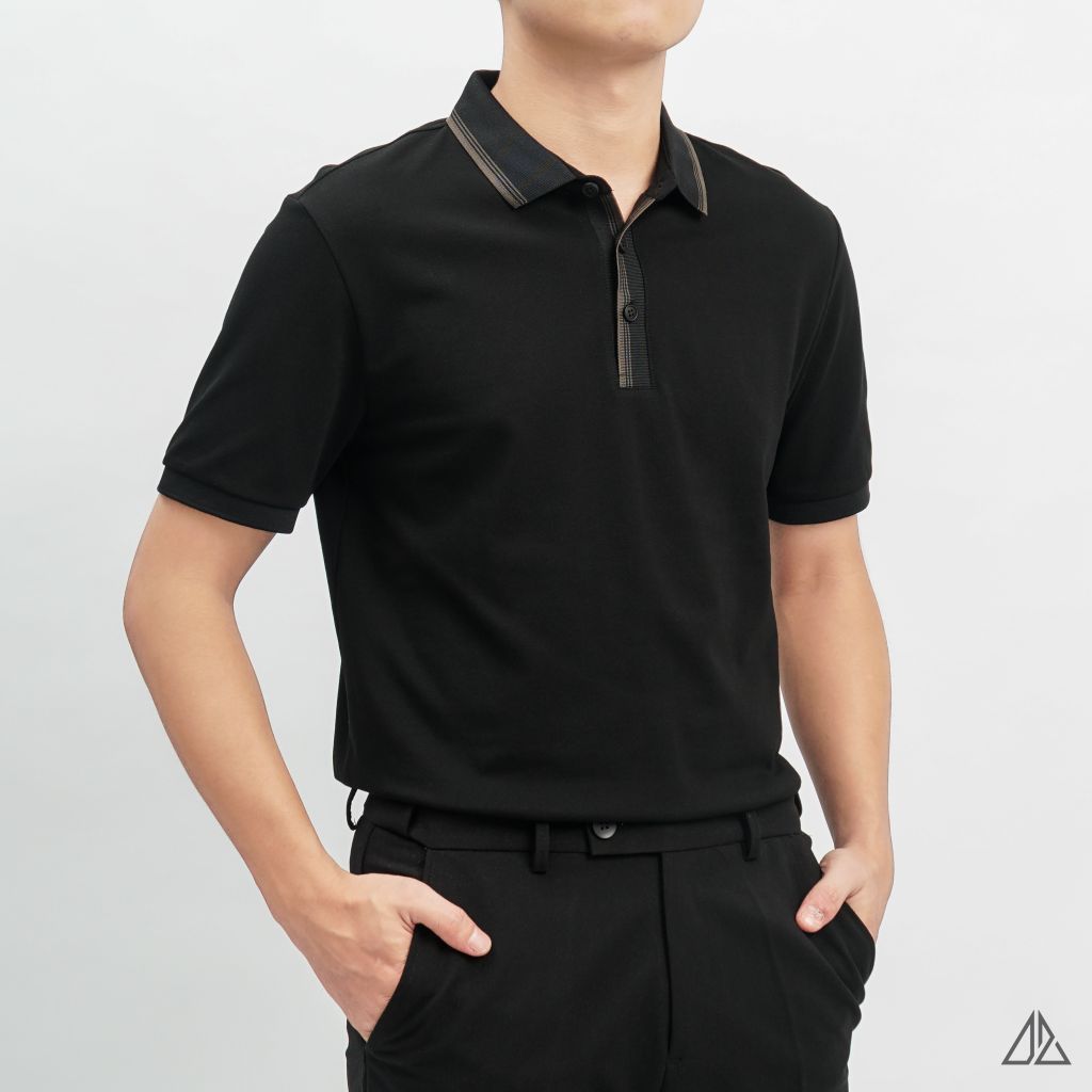 Áo polo bo phối viền cổ