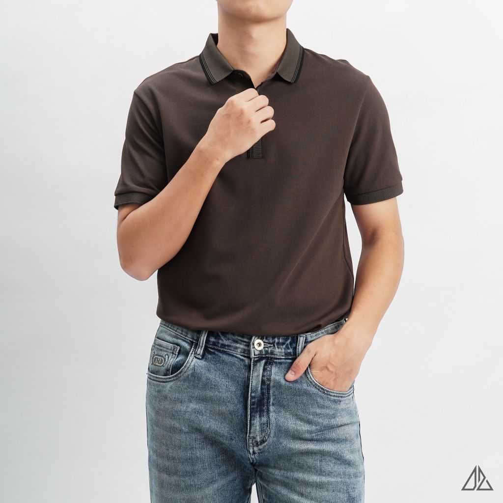 Áo polo bo phối viền cổ