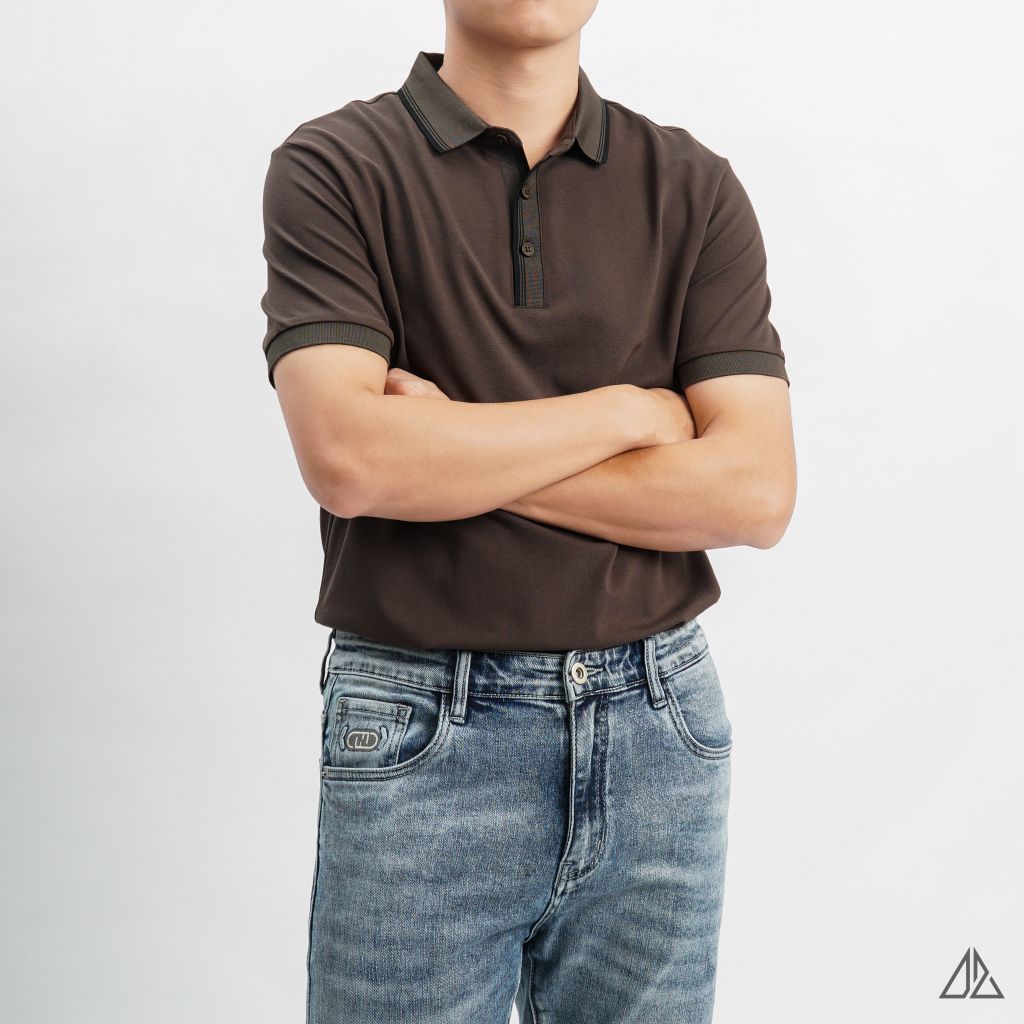 Áo polo bo phối viền cổ