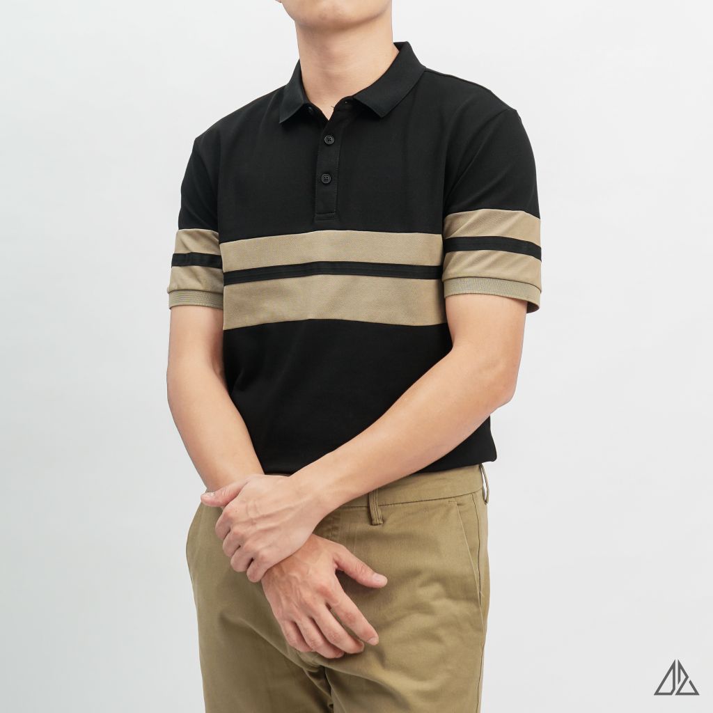 Áo polo viền phối viền tay ngực