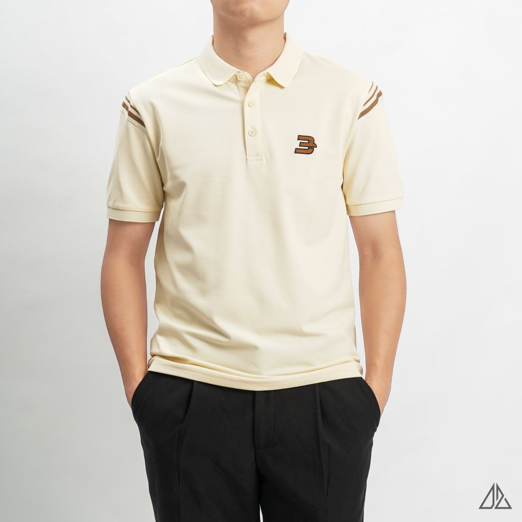 Áo polo viền vai thêu số 3