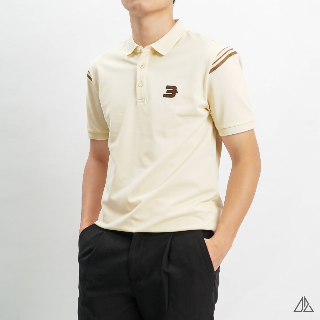 Áo polo viền vai thêu số 3