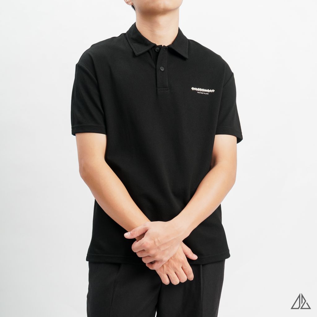 Áo polo fom rộng in lưng