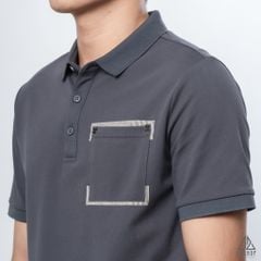 Polo túi đắp đính chữ S-R