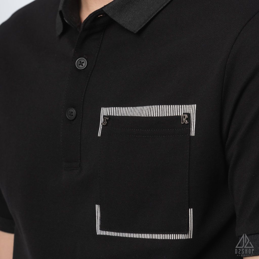 Polo túi đắp đính chữ S-R