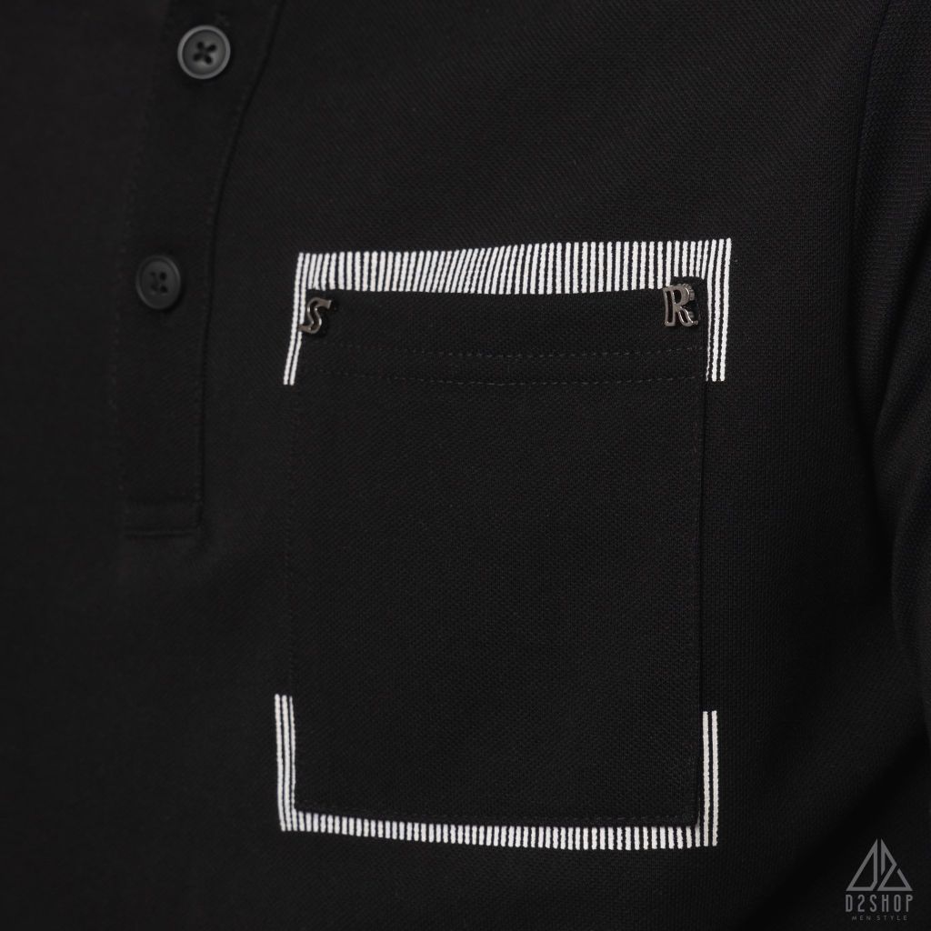 Polo túi đắp đính chữ S-R