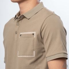Polo túi đắp đính chữ S-R