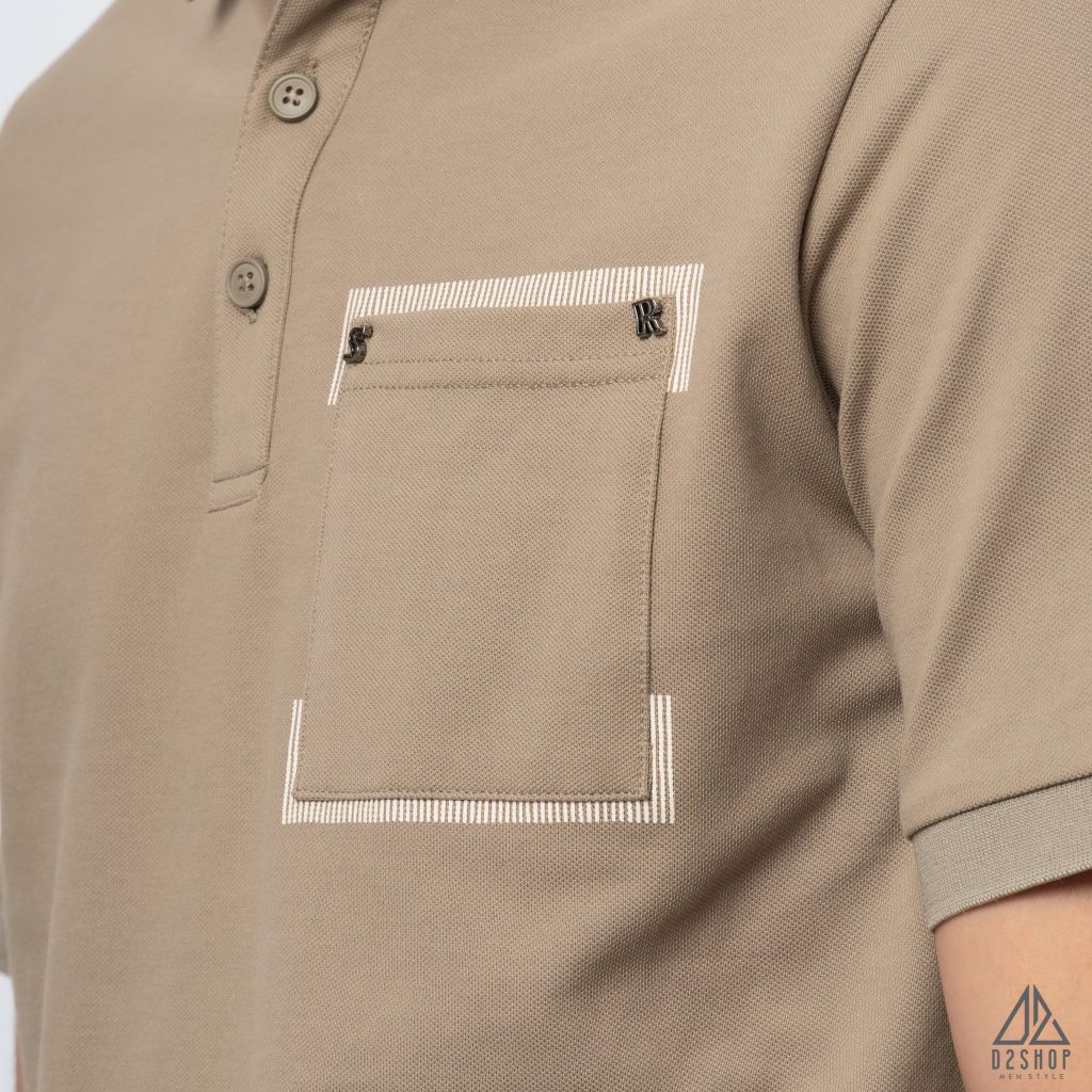 Polo túi đắp đính chữ S-R