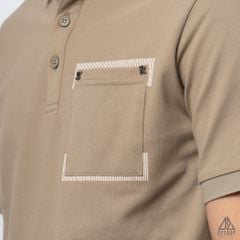 Polo túi đắp đính chữ S-R