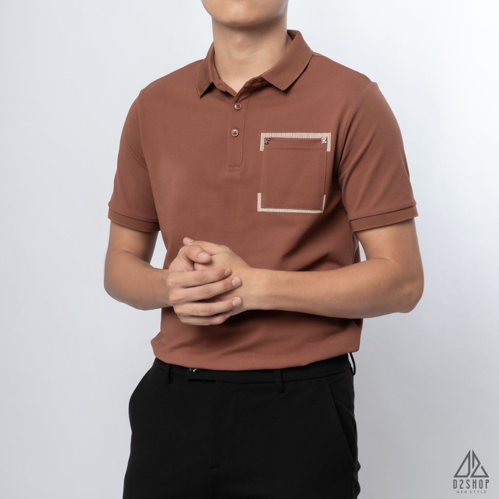Polo túi đắp đính chữ S-R
