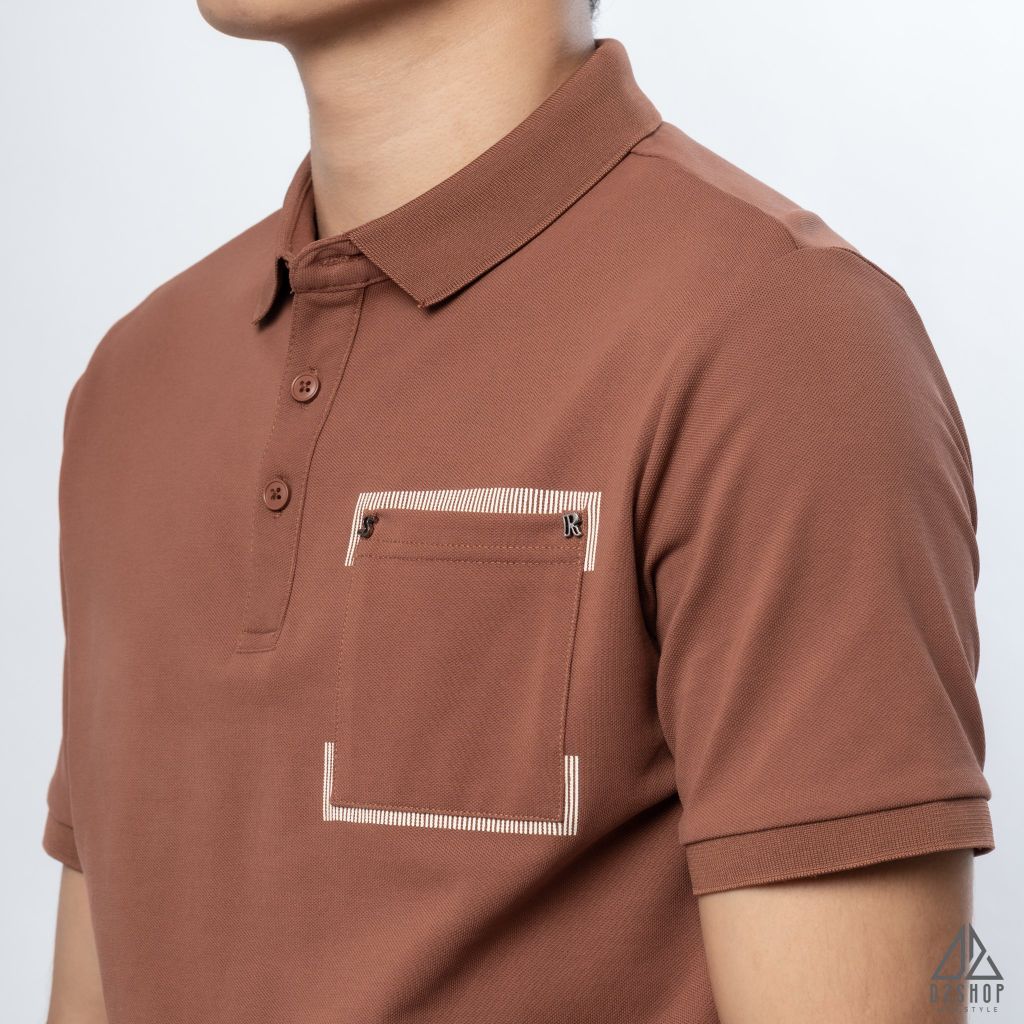 Polo túi đắp đính chữ S-R