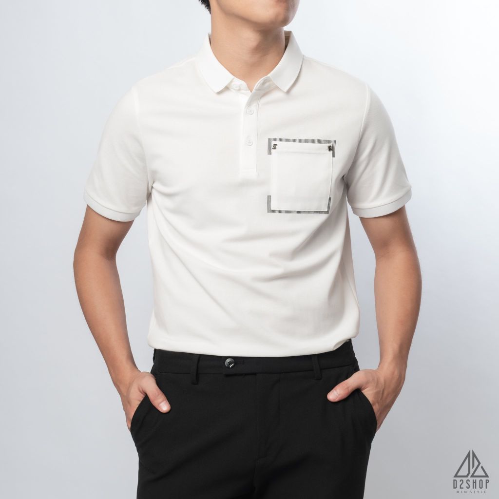 Polo túi đắp đính chữ S-R